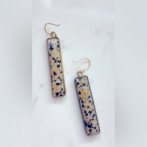 Anthropology Stone with gold rim earrings